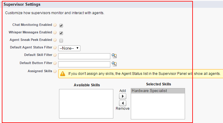 Salesforce live agent configurations