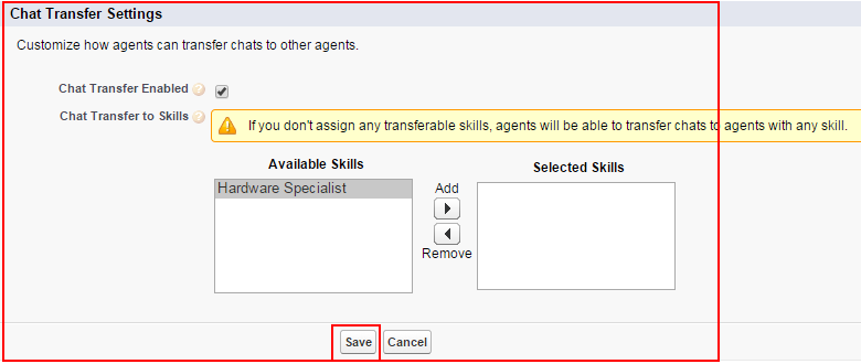 Salesforce live agent configurations